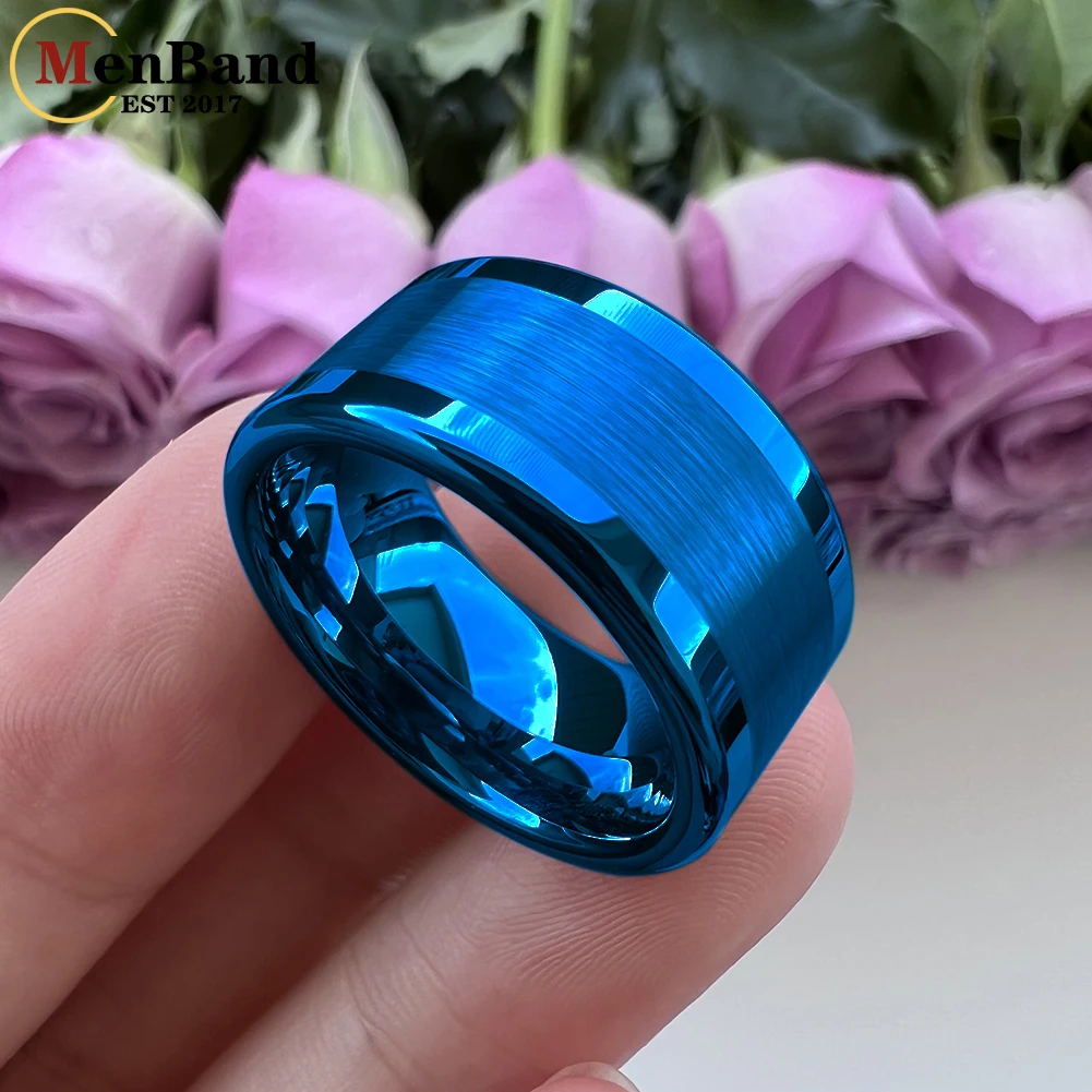 MenBand 10MM 12MM Classic Fashion Polished Brushed Flat Wedding Band Tungsten Men Women Ring Comfort Fit Free Shipping