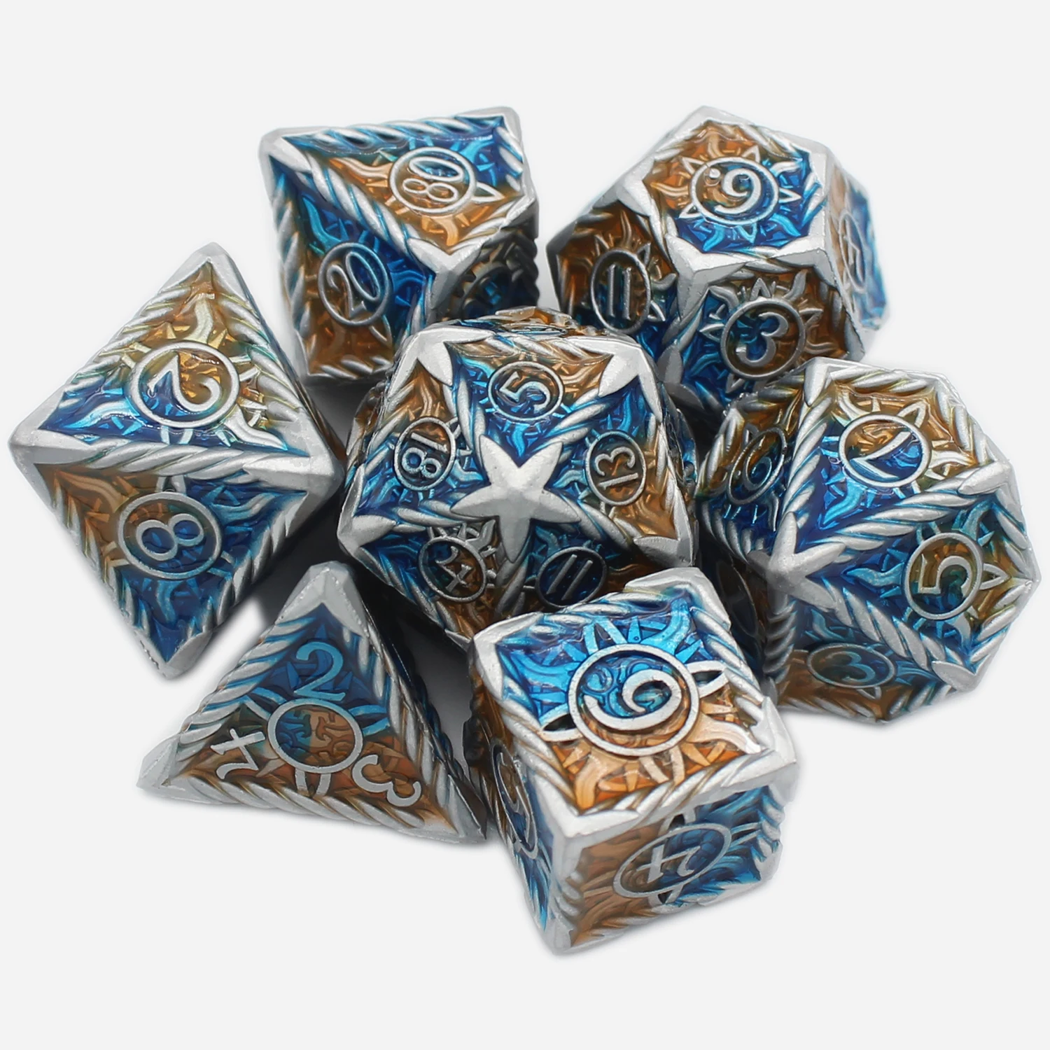 Metal Dice 7 Pcs Galaxy D&D Metal DND Dice Polyhedral Dice Set Dungeons Role Playing Rpg Game Pathfinder game dice dice set