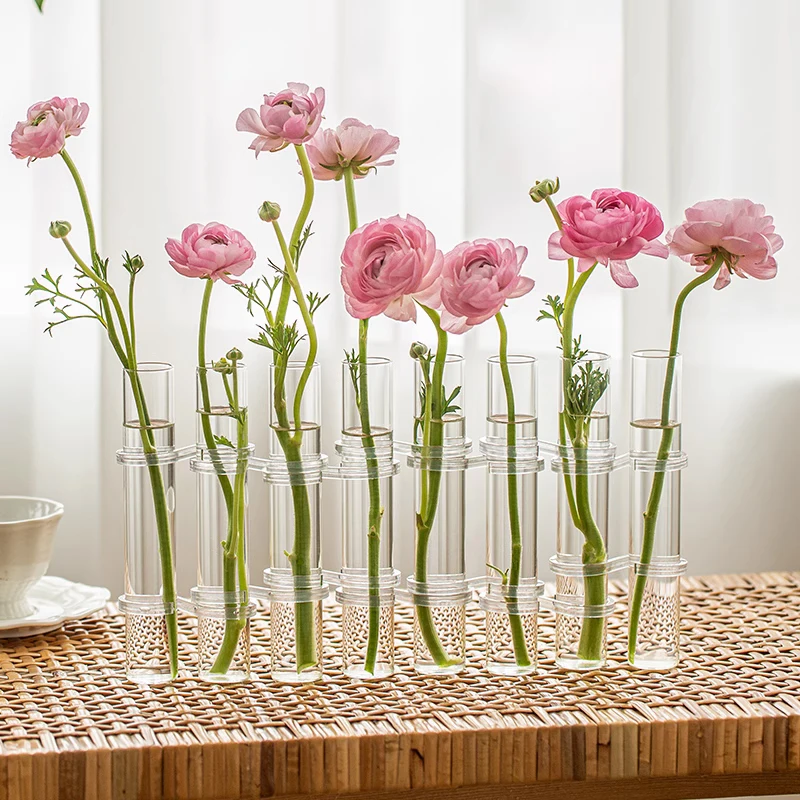 Hinged Flower Vase,8Pcs/6Pcs Test Tube Vase, Transparent Glass