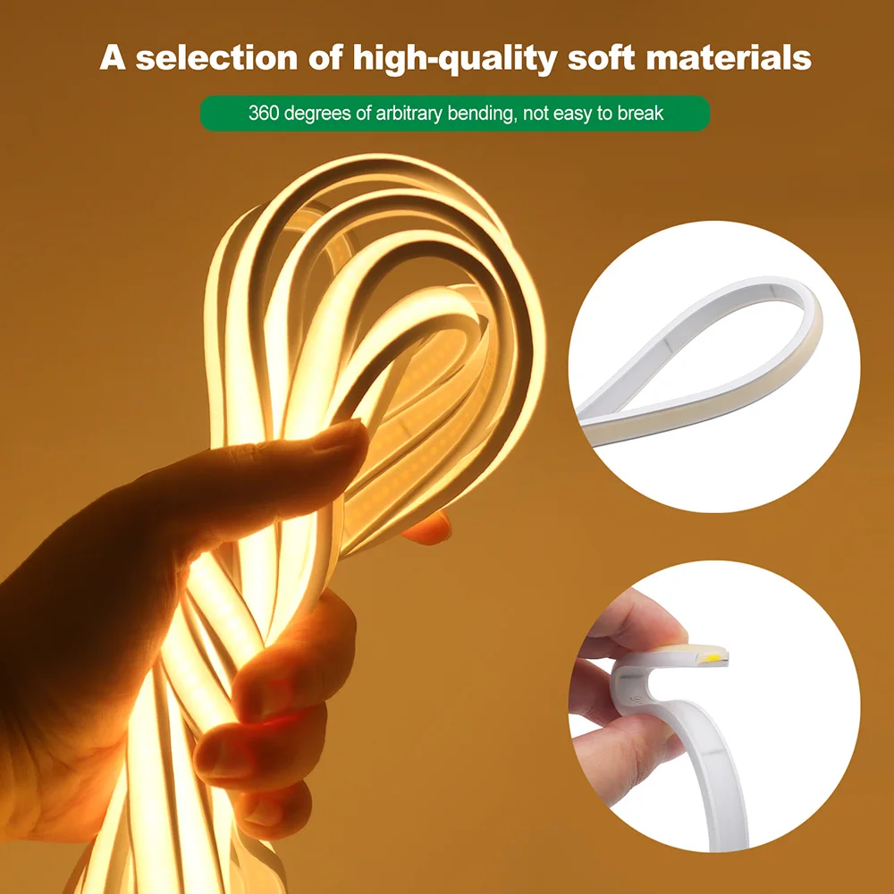 IP68 Waterproof COB Led Neon Rope Light Strip 12V 24V 5m 10m 15m 20m 0 ...
