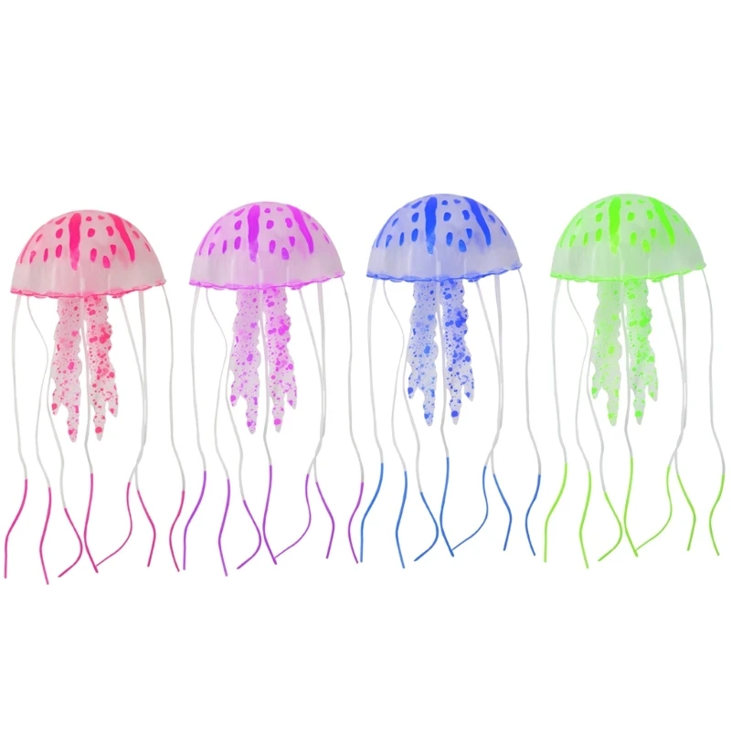 4 Pcs Fluorescence Jellyfish Aquarium Decorations For Large Medium Small Fishtank Glowing Jellyfish Toy For Fish Tanks 6Xde