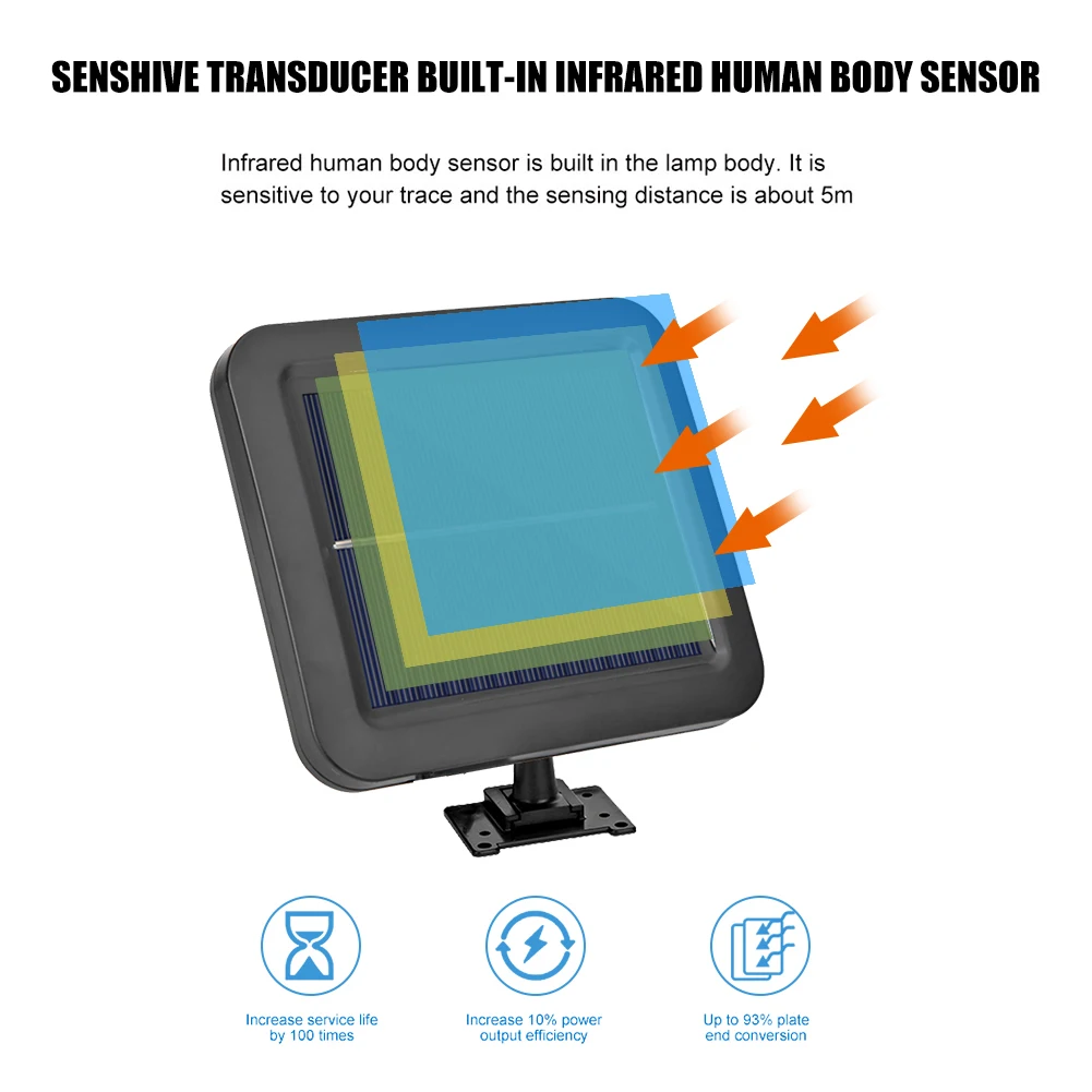 LED 태양광 야외 램프, 쉬운 설치, 안뜰 분할형, B