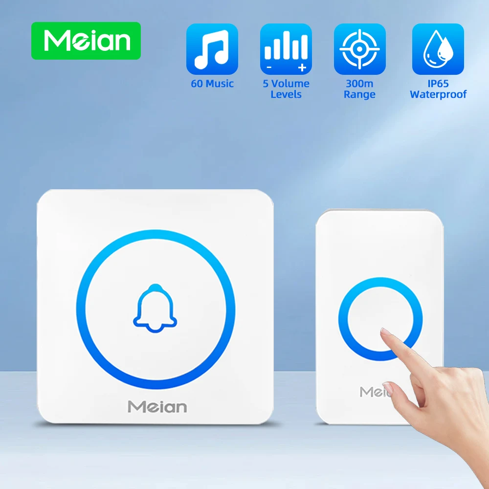 MEIAN 스마트 홈 초인종, 무선 야외 초인종, IP65 방수 도어벨, 60곡, 도어벨 차임벨, 스마트 보안 알람