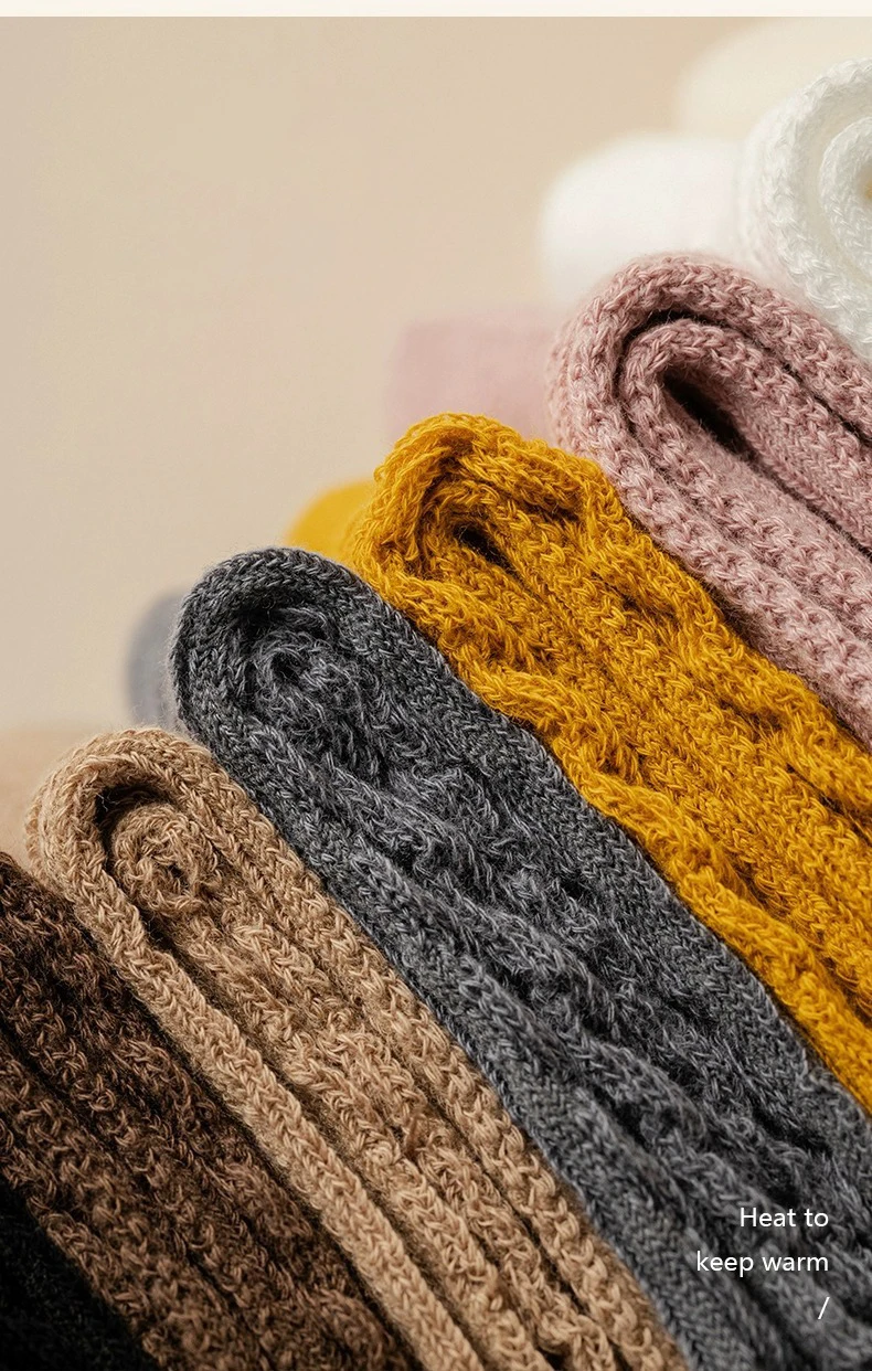 1/2 Paar Modische Warme Herbst-Winter Kaschmir-Wollsocken Damen Casual Mittellange Socken Einfarbige Warme Harajuku Socken – Detail 8
