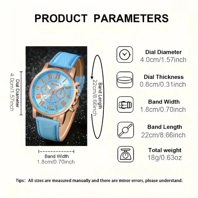Fashion quartz watch and jewelry set, shock resistant circular analog digital display, PU leather strap, zinc alloy case 5 Fashion quartz watch and jewelry set, shock resistant circular analog digital display, PU leather strap, zinc alloy case 5