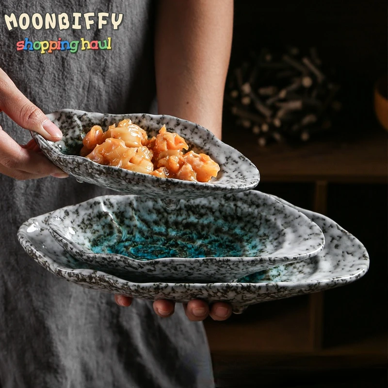 

Ceramic Tableware Restaurant Household Ceramic Sushi Sashimi Plate Cold Vegetable Plate Oyster Shell Plate Cuttlefish Plate Home