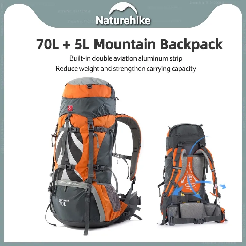 

Naturehike 70L + 5L Mountaineering Professions Backpack With Rain Cover Men Womens Outdoor Camping Hiking Climbing Bag Travel