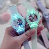 Disney Girls Kids Watches Children Watch Frozen Princess Aisha Sophia Luminous Student Colorful LED Light Women Lady Clock 3