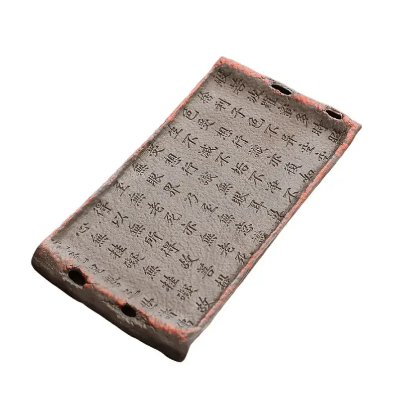 Vintage Coarse Clay Tea Tray - Aged Rock Mud Ceramic Tabletop Dry Brewing Board, Rectangular Kungfu Tea Set with Non-Slip Base
