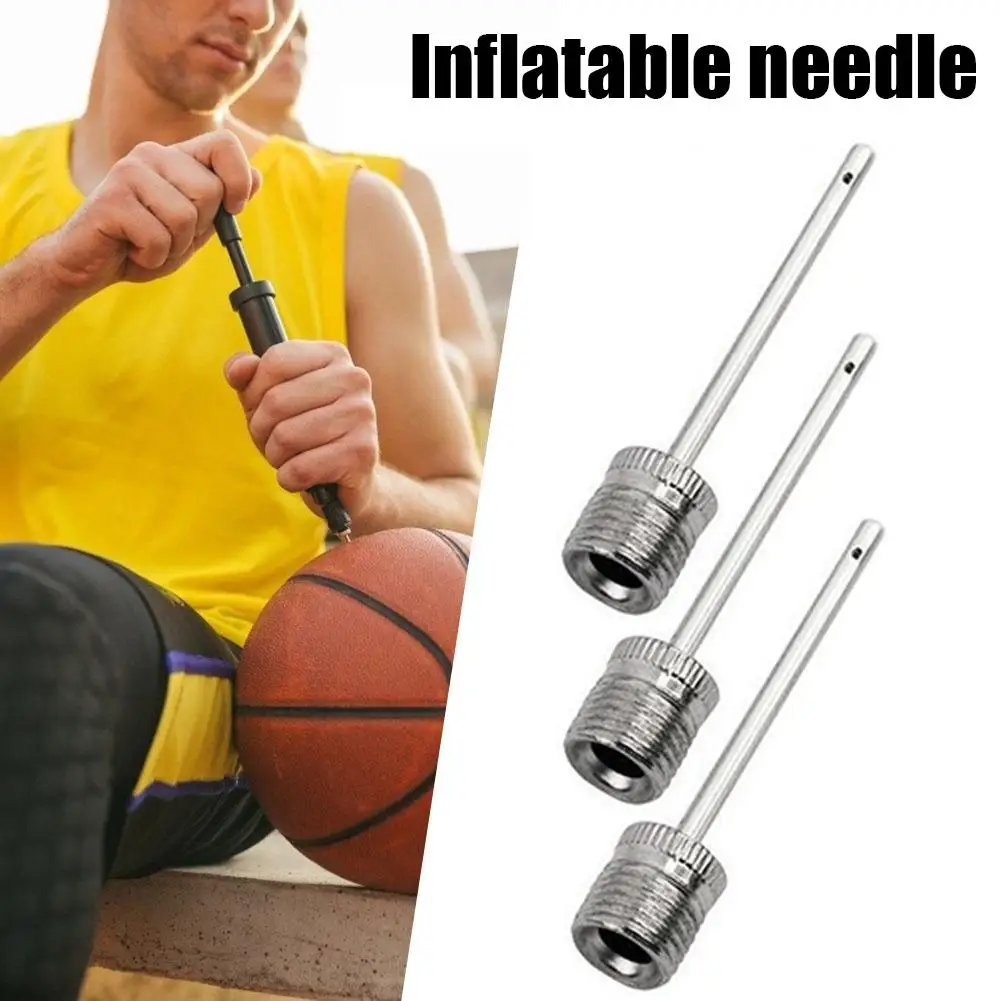 Metal Inflatable Pump Needle Stainless Steel Inflatable Needle Football Soccer Basketball Air Valve Adaptors 3pcs