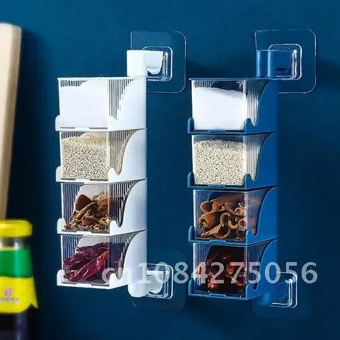 

Rotating Multi-Layer Spice Box Kitchen Organizer Storage Rack Wall Shelf Home Seasoning Jar Hanging Spice Bottle Salt Shaker