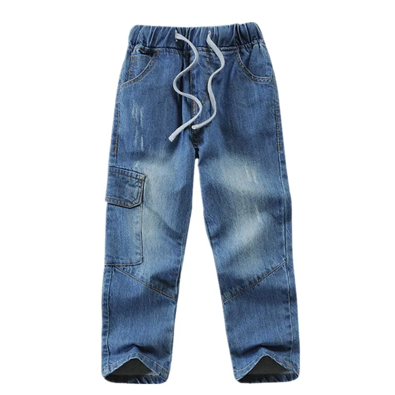 

New Spring/Summer Kids Denim Pants For Boys Thin Style Classic Elastic Waist With Drawstring Children's Casual Jeans Trousers