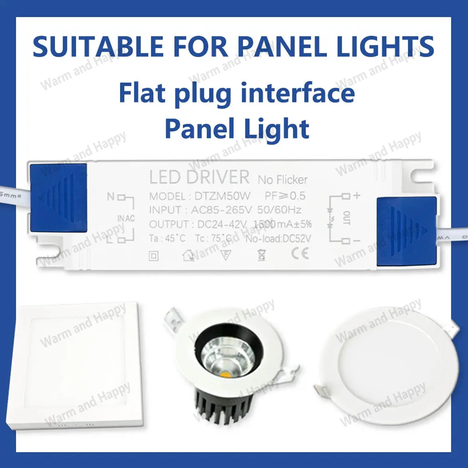 LED 전원 공급 장치 어댑터 10W 20W 30W 40W 50W 조명 변압기 DC24-42V AC85-265V 패널 조명 LED 드라이버 깜박임 없음