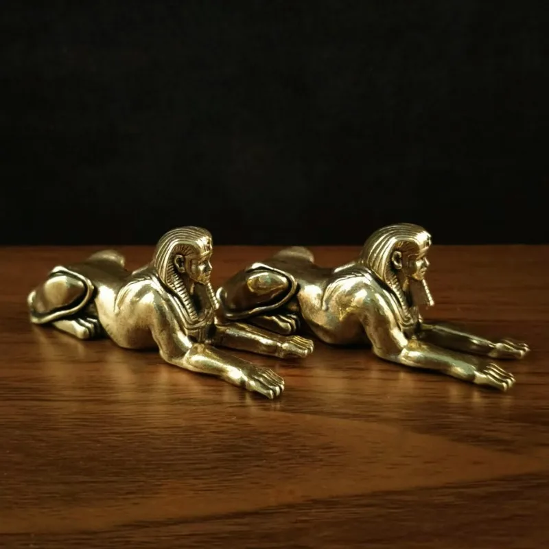 Vintage Brass Desktop Figure of Sphinx with Human Face, Perfect Gift for Collectors, Home Decor and Office Decoration