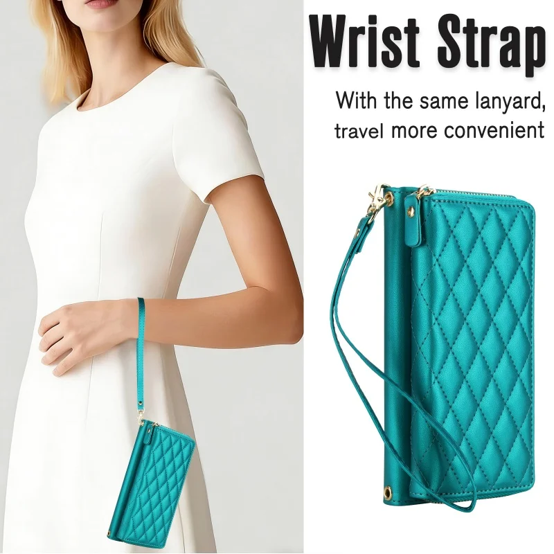 Crossbody Leather Zipper Wallet Phone Case For iPhone Air 17 Pro Max 16 Plus 17e 16E 15 14 13 12 11 Cards Holder Funda Cover Bag 5