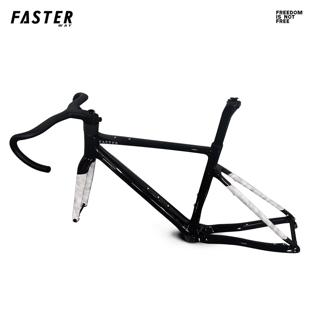 새로운 모델 BB86 Fasterway 그래블 프레임셋 카본 자전거 로드 프레임 (포크, 시트포스트 클램프, 헤드셋, 핸들바 포함) 45C 디스크 브레이크
