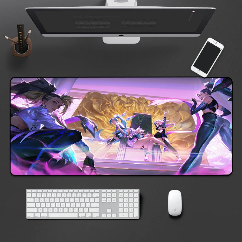 

Akali KDA Girl Group Sexy Girl Cartoon Anime Mouse Pad True Injury Natural Rubber Non-slip Game Accessories Table Mat 40x90CM