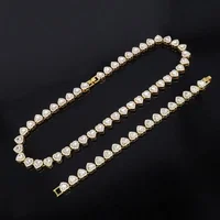 45CM nouveau Hip Hop Tennis chaîne Bracelet collier brillant coeur strass CZ mode Rock fête bijoux 4