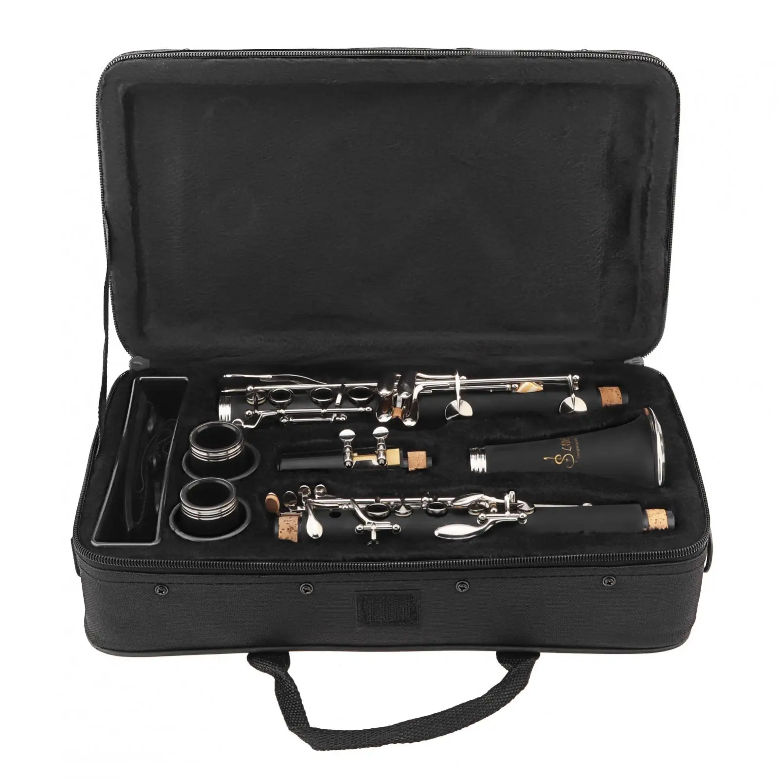 17 Key bB Flat Clarinet Bakelite Body Nickel Silver Plated Keys with Tube Cloth Screwdriver and Storage Case