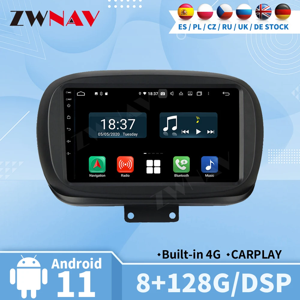Carplay Radio Bluetooth Per Fiat 500X 2016 2017 2018 2019 Video Automotive Multimedia Central 2 Din Android Auto Screen Stereo