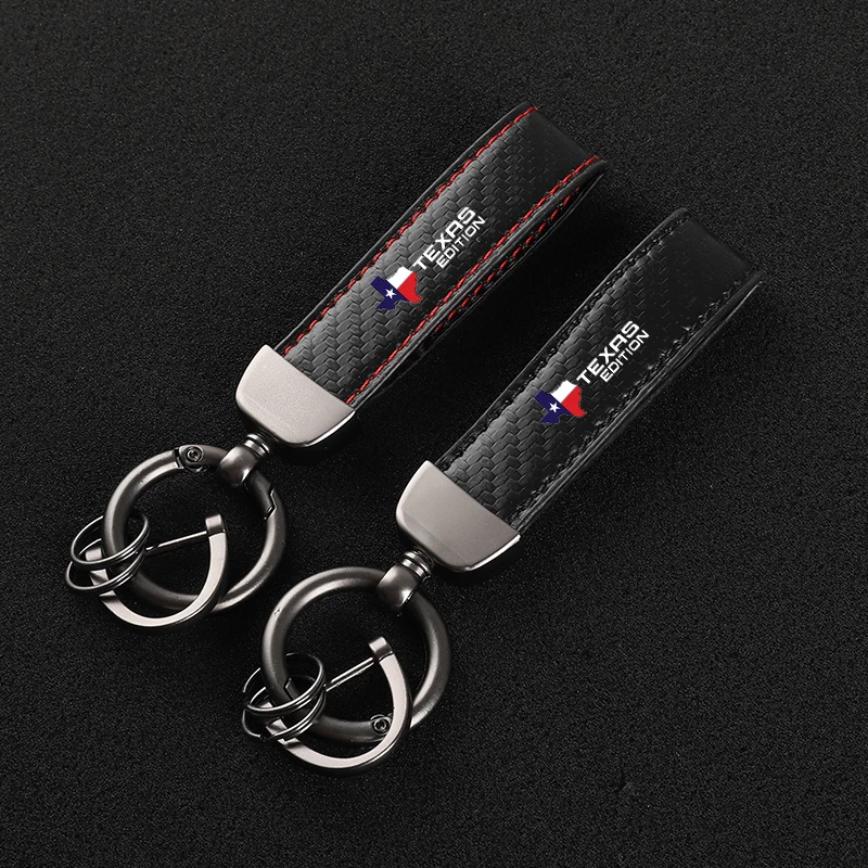 

Leather car keychain Horseshoe Buckle Jewelry for ford Texas Edition Car accessories