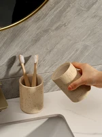 Wabi sabi Style Natural Marble Wash Set Electric Toothbrush Holder Soap Tray Bathroom Push Bottle Kitchen Storage Home Decor 2
