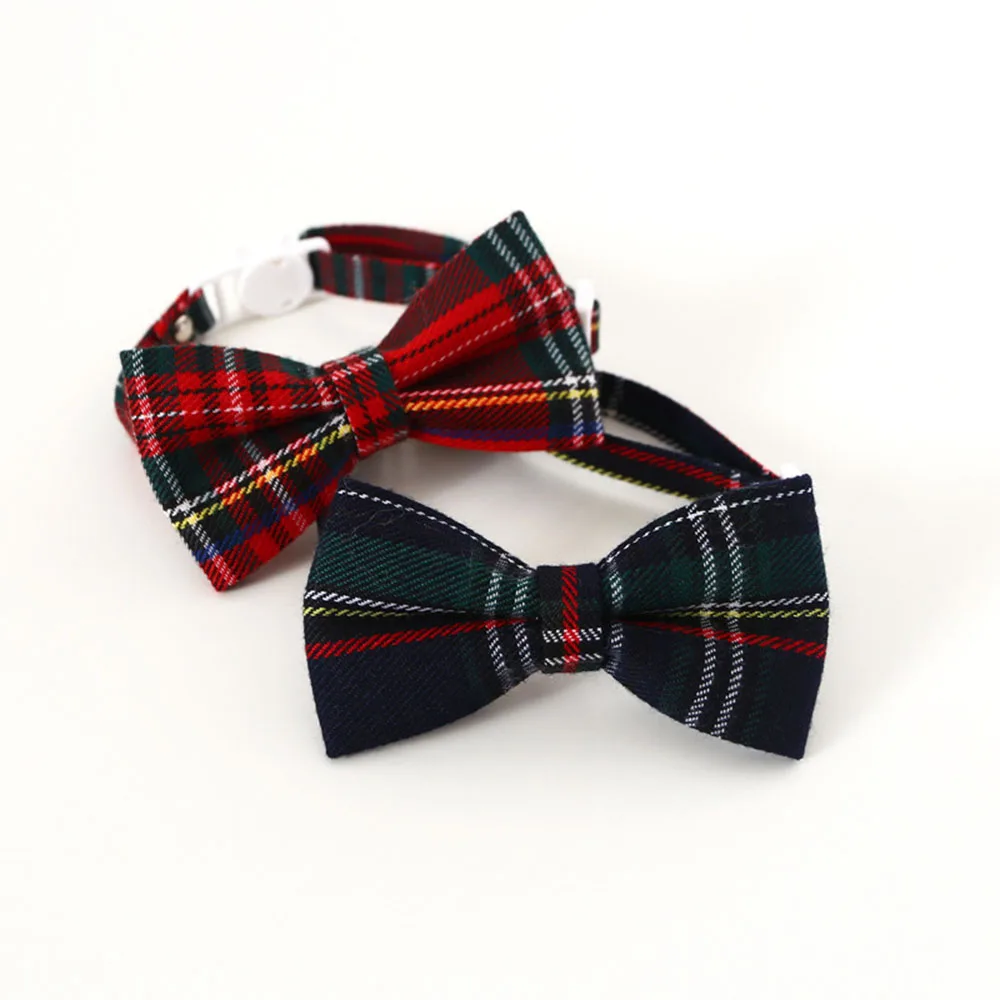 Pet Accessories Small Dog Cat Bow Tie Christmas Plaid Puppy Kitten Bowknot Bowtie Collar Adjustable Breakaway |