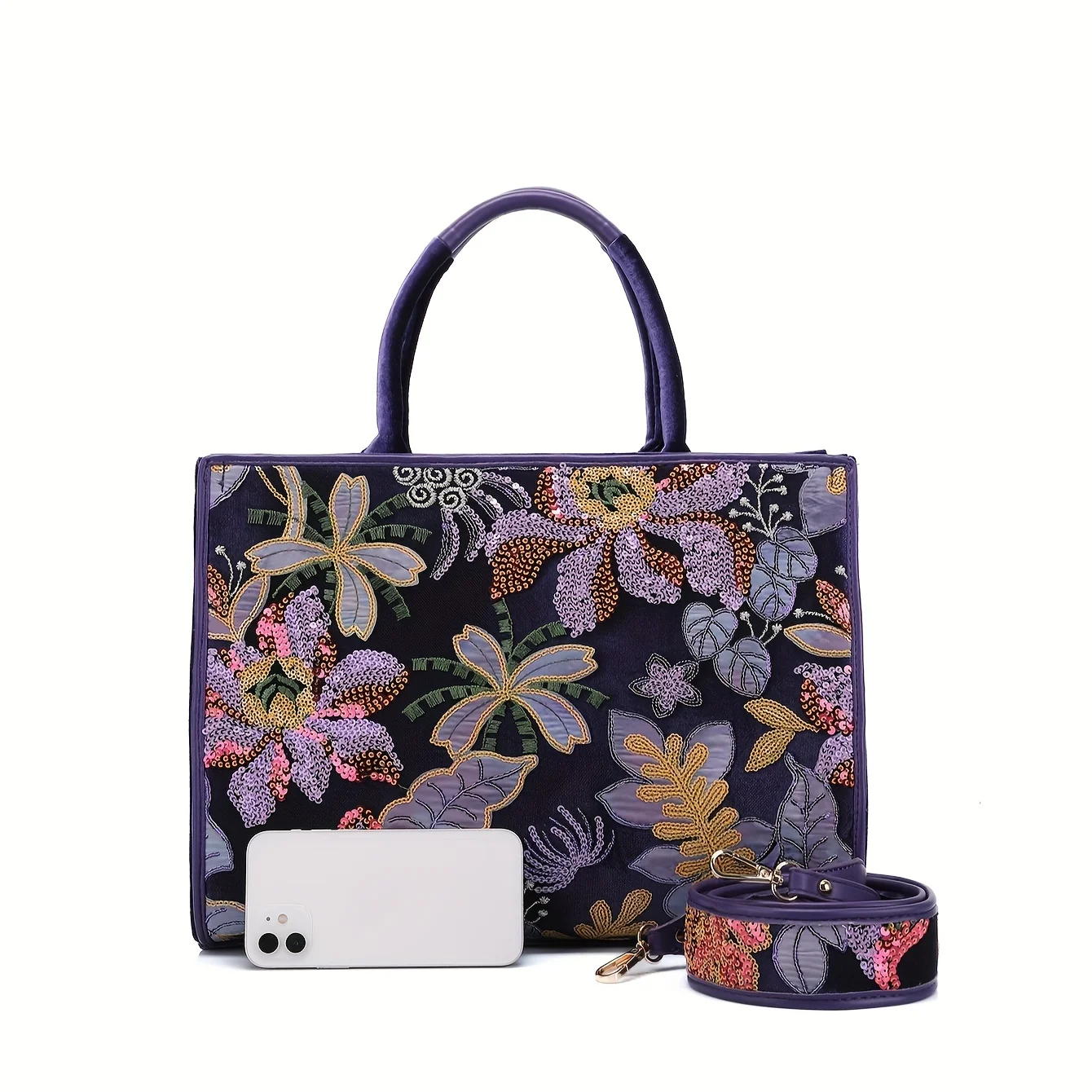 حقيبة يد نسائية لامعة بتصميم الترتر، متعددة الاستخ...