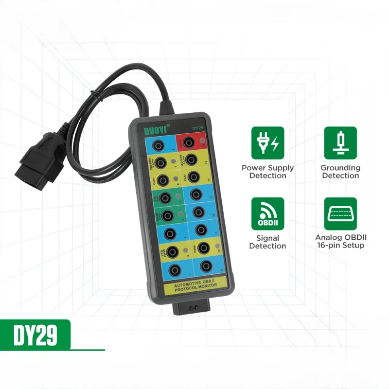 

DUOYI DY29 Automotive Diagnostic Protocol Detector Tester Auto Car Obd2 Breakout Break Out Box Vehicle OBDII Interface Monitor