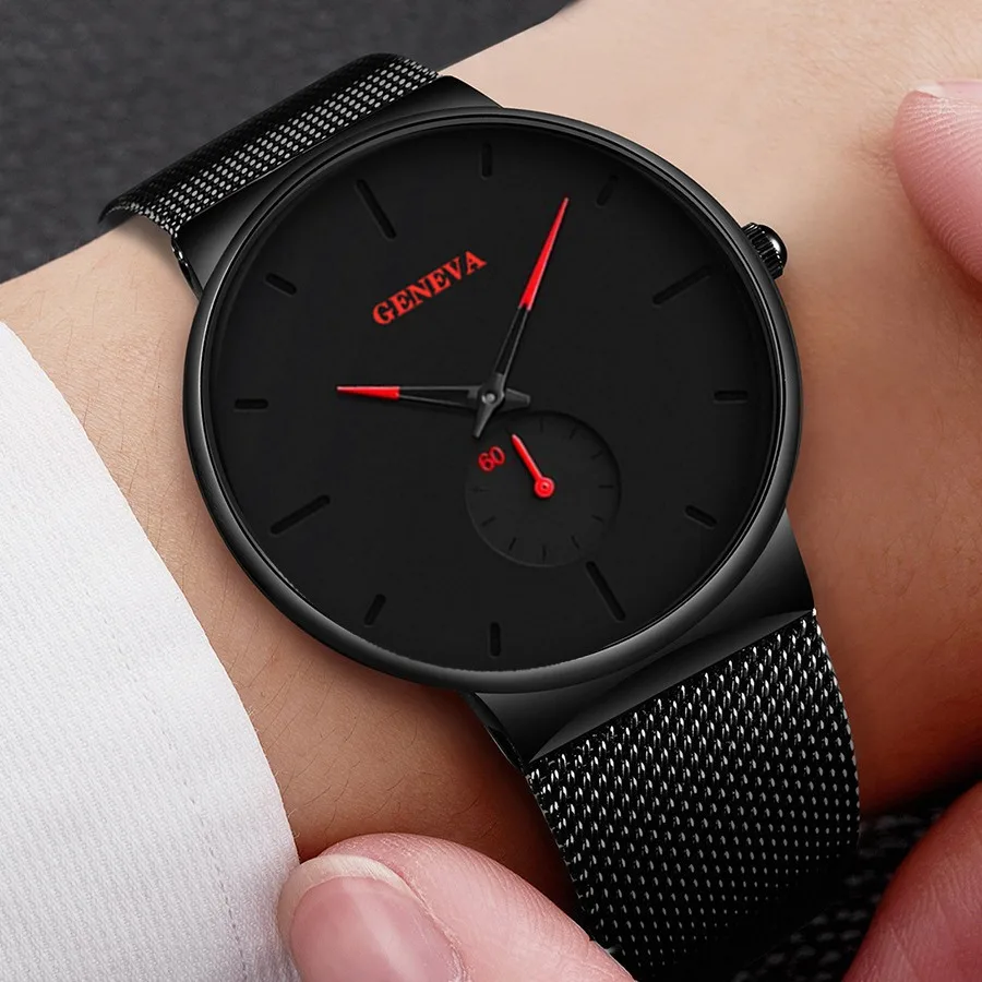 Fashion Mens Watches Top Brand Luxury Quartz Watch Men Casual Ultra Thin Mesh Steel Waterproof Sport Watch Relogio Masculino 2