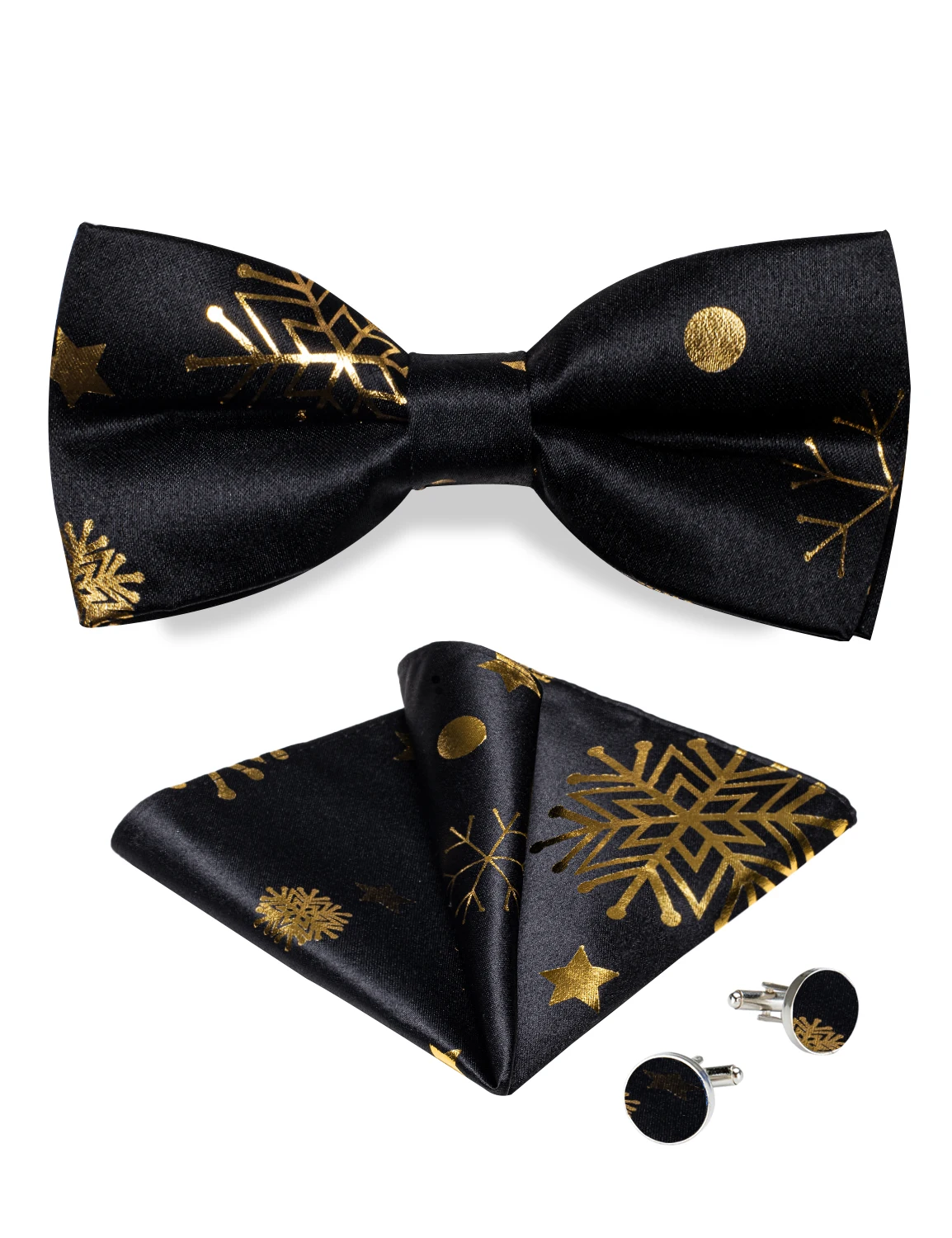 

Black Pre-tied Christmas Bowtie Bow Tie for Men Silk Christmas Man Accessories Gold Star Purple Butterfly Knot Cufflink Set Gift