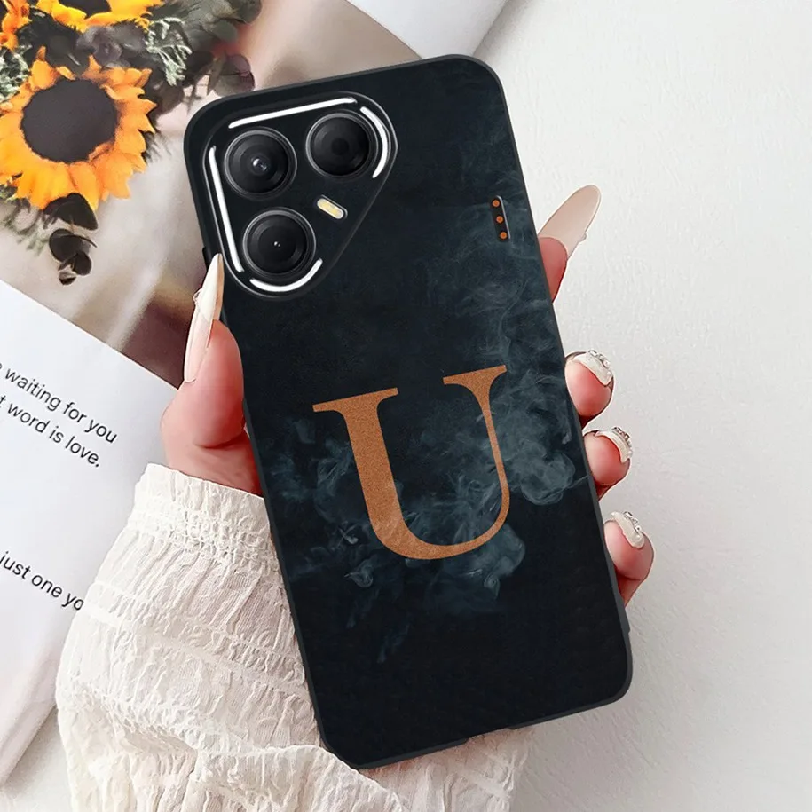 Floral Letter Design Silicone Shockproof Back Cover