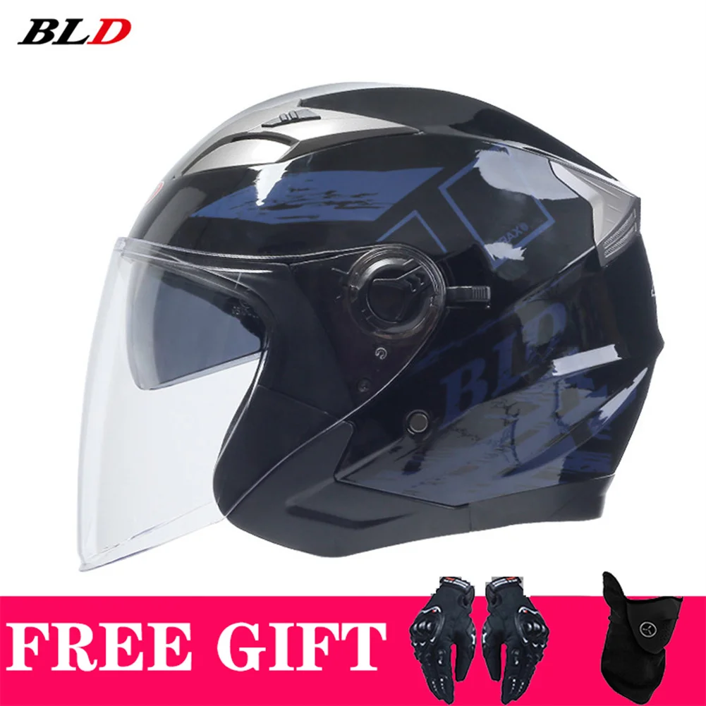 DOT Approved BLD Summer Cool Dual Lens Open Face Motorcycle Helmet