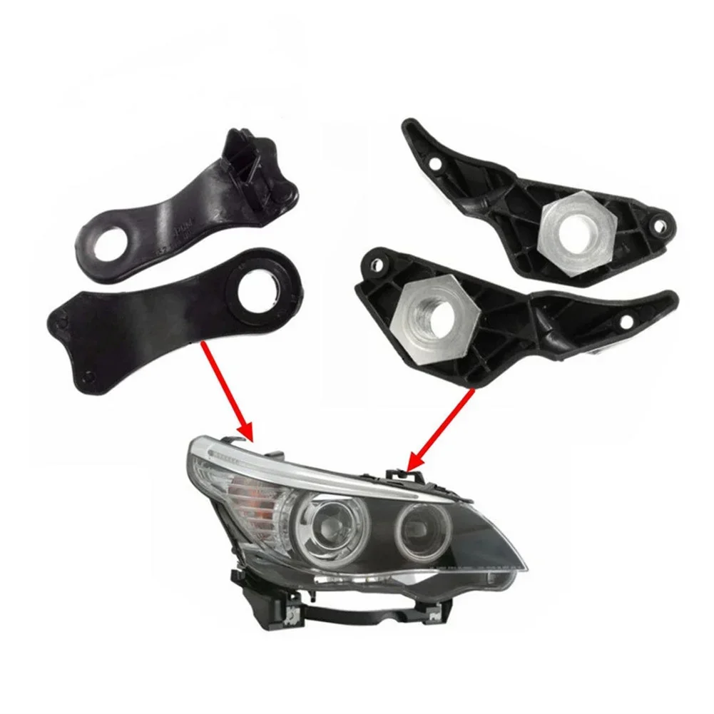 Car Headlight Bracket Mount Holder Clips Right + Left For BMW E60 E61 525i 530i 540i 545i 550i 63126941478 63126942478 4pcs headlight mounting brackets