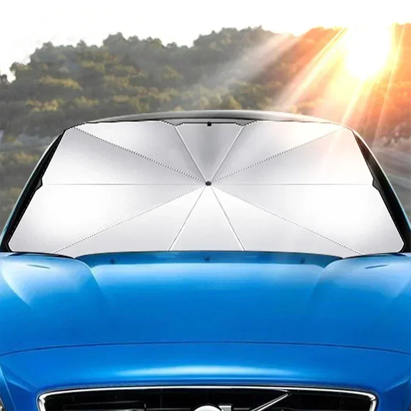 New Car Sunshade Umbrella Car Sunshade Retractable Sunscreen Heat Insulation Front Windshield Parasol Car Interior Protection