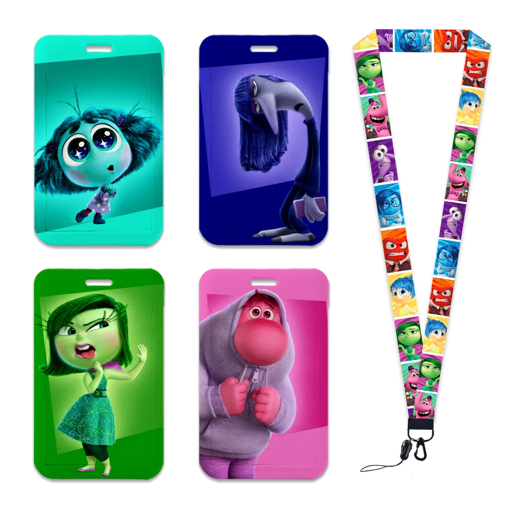 Card Case Holder Disney Inside Out 2 Lanyard ID Badge Holder Bus University Pass Case Cover Slip Bank Credit Card Holder Strap Gifts