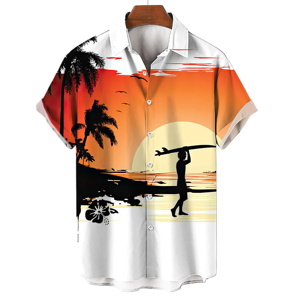 thumbnail image 1 of Camisetas gráficas de surf junto al mar para hombres, ropa, camisas de playa hawaianas con estampado 3D, camisetas de manga corta Y2K, ropa vintage, blusa con solapa, 1 of 5