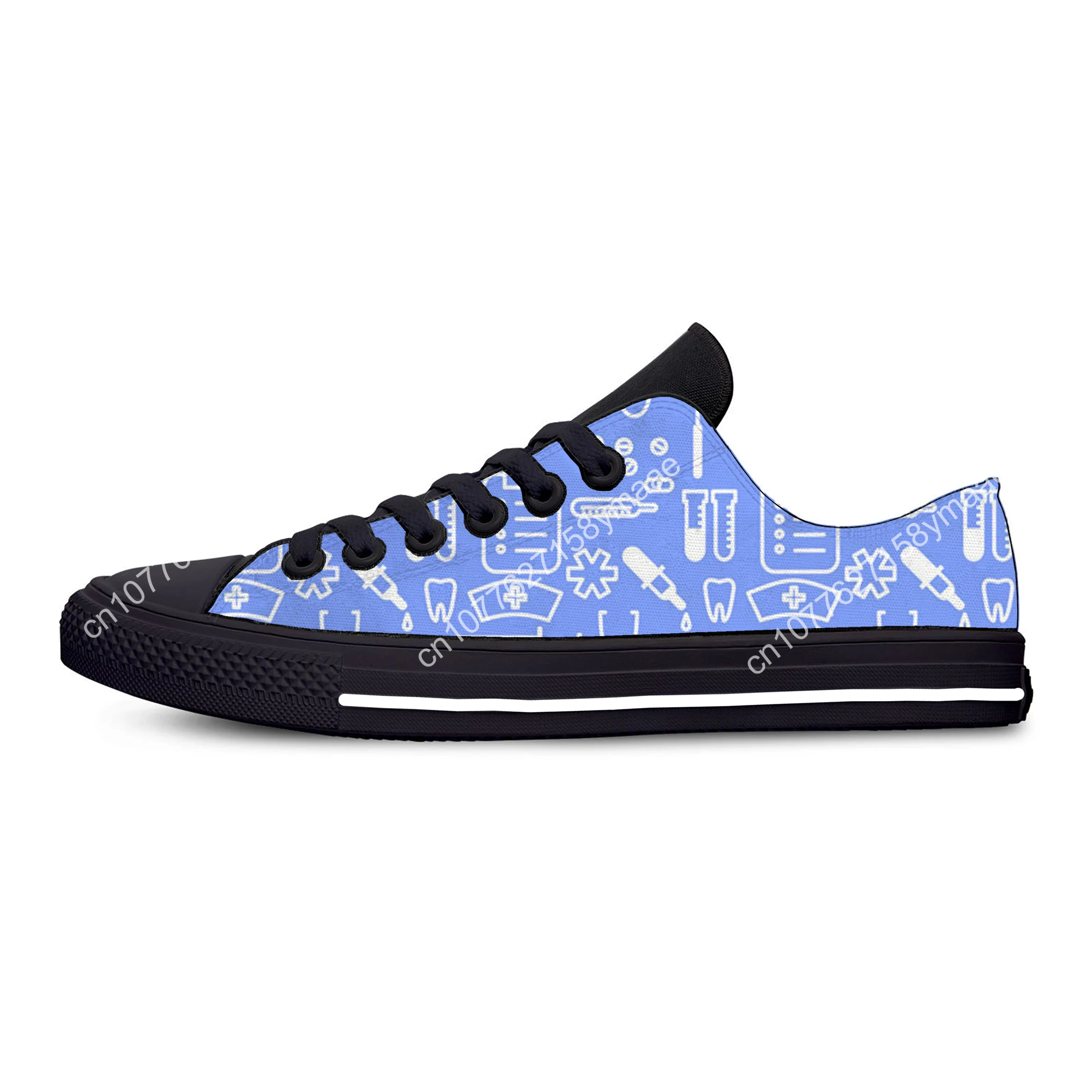Hot Cool Dentists Cartoon Nurse Pattern Fashion Lightweight Classic Canvas Shoes Men Women Casual Sneakers Low Top Board Shoes