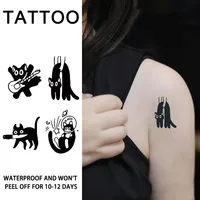 Playful Cat Temporary Tattoo Sticker, waterproof and long-lasting, realistic herbal tattoo sticker for arm and collarbone. 1