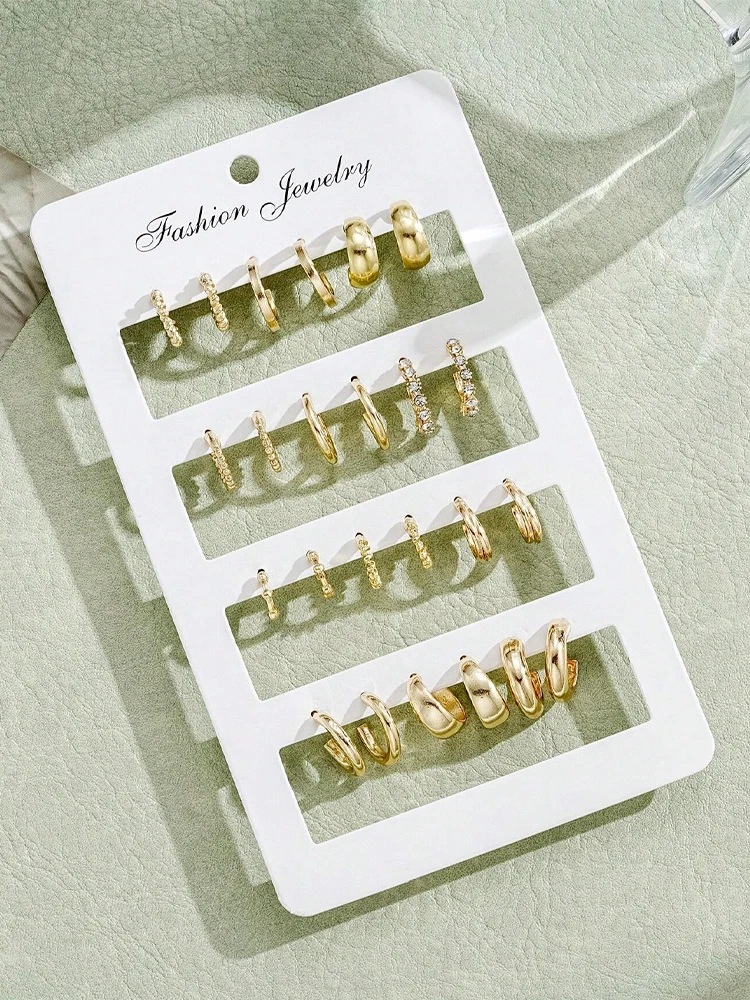 24pcs/Set Fashion Rhinestone Small Hoop Earrings Minimalist Everyday Earrings For Women Date Holiday Jewelry Anniversary Gifts