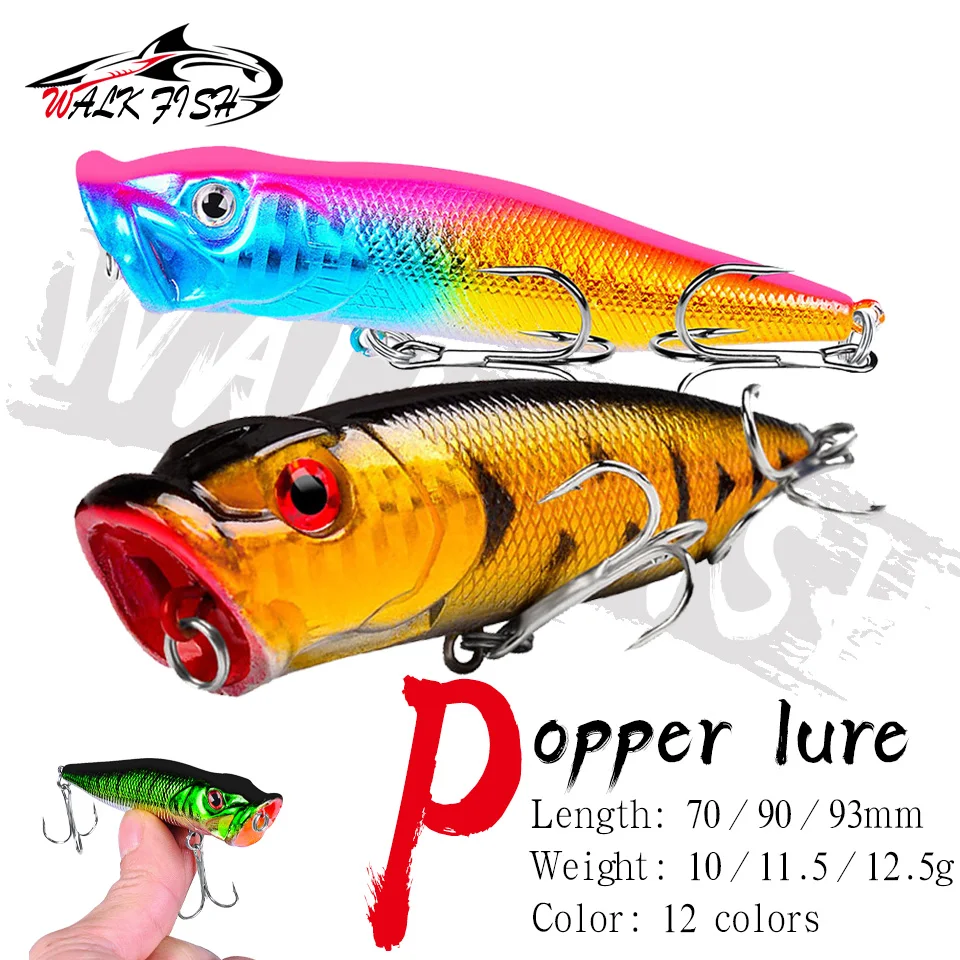 WALK FISH 1PCS Popper Lure 70/90/93MM 10/11.5/12.5G Topwater