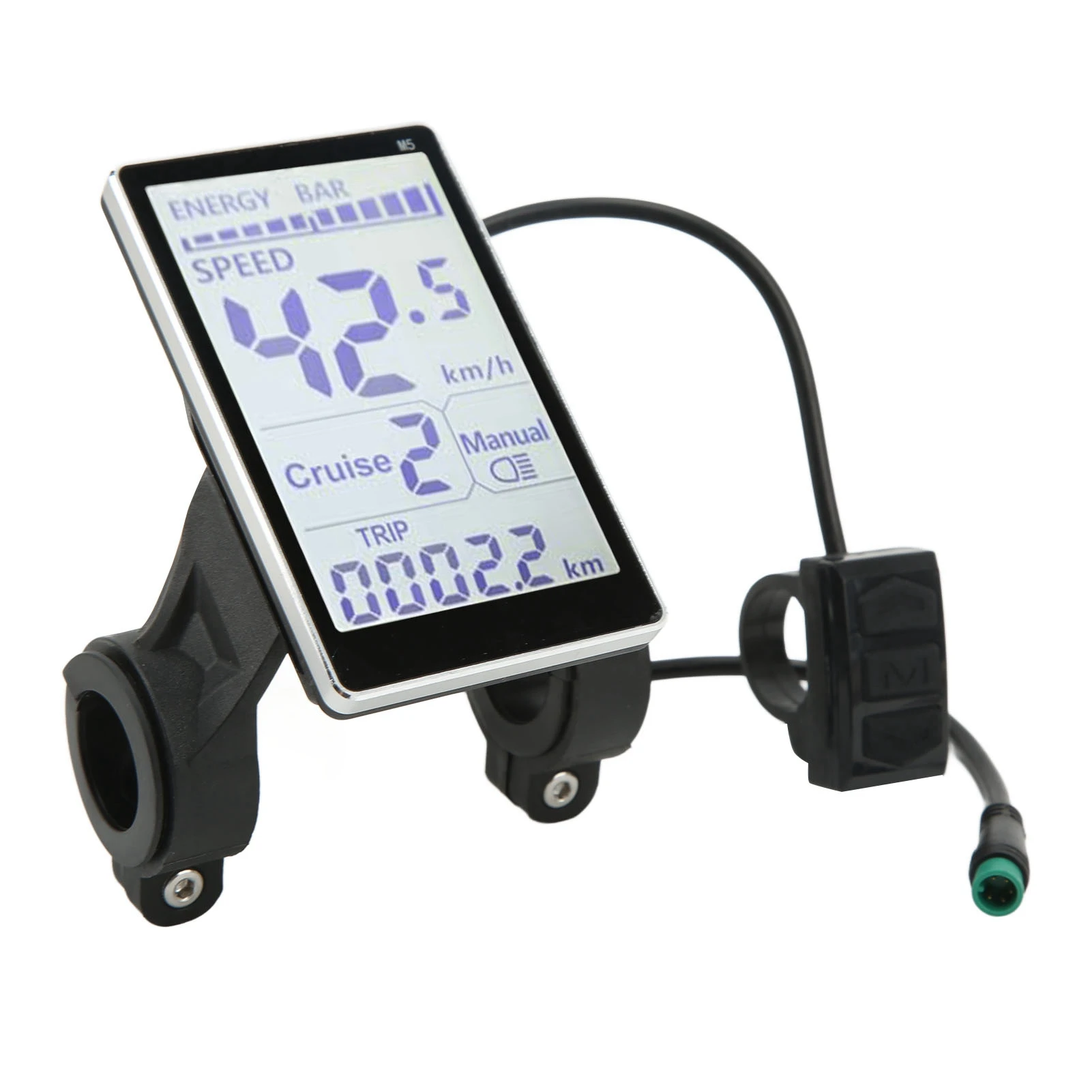 Electric Bike LCD Meter 5 Pin 24V 36V 48V 60V Universal E Scooter M5 LCD Panel Screen for 31.8 22.2mm Electric Bikes