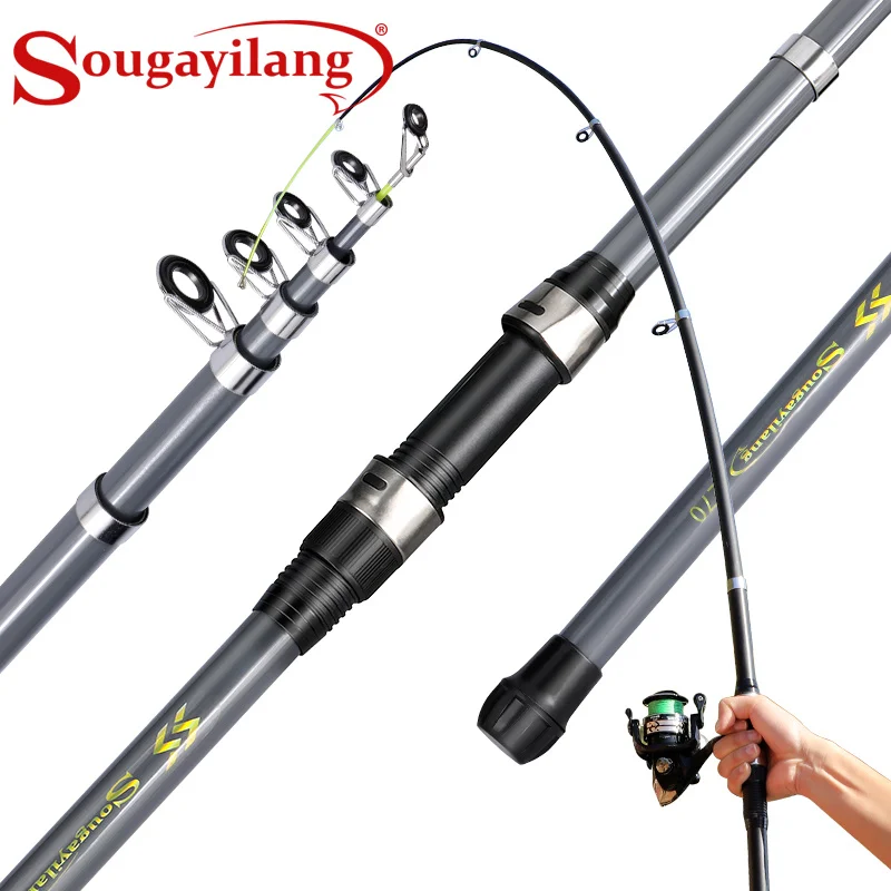 Sougayilang Spinning Fishing Rod 2.1M 2.4M 2.7M 3.0M Telescopic Super Hard  Pole for Ocean Boat Fishing with Lake Fishing Goods