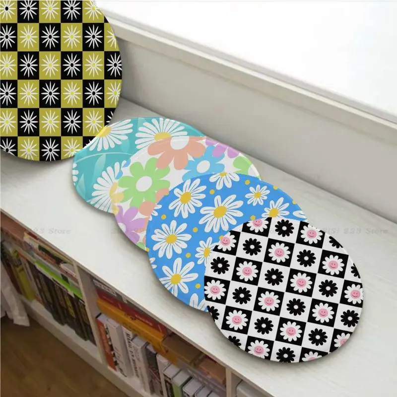 

Flower Daisy Pattern Cushion Mat Tie Rope Chair Cushion Soft Office Car Seat Comfort Breathable 45x45cm Cushion Pads