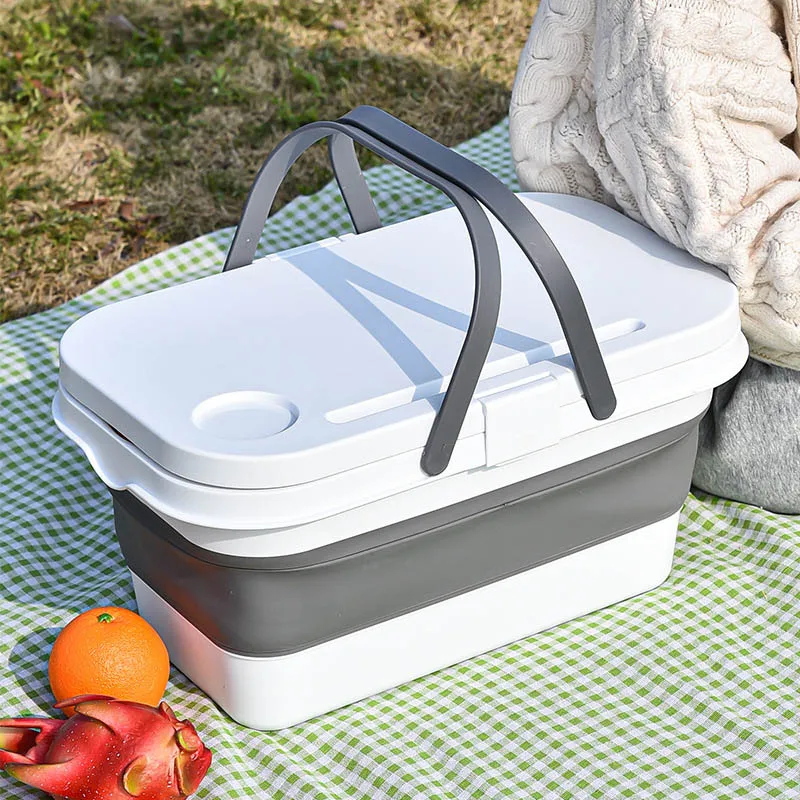 

Folding Picnic Camping Box Multifunctional Outdoor Food Fruit Storage Basket Water Container Case Portable Foldable Storage Box