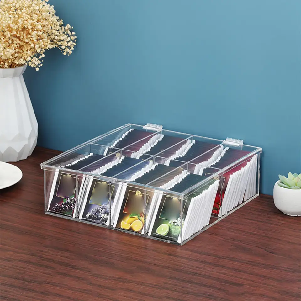 Organizzatore Acrilico Trasparente Per Bustine Di Tè E Zucchero – 14,6x8,1x6 Cm, Multifunzione Anche Per Viti E Perline