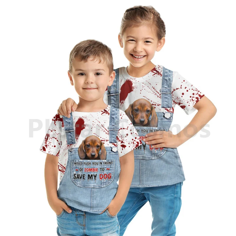 

Save My Dog Kid Shirt 3D Kid T-shirt Personalized Name 3d Printed Tops Kids Boy For Girl T Shirt