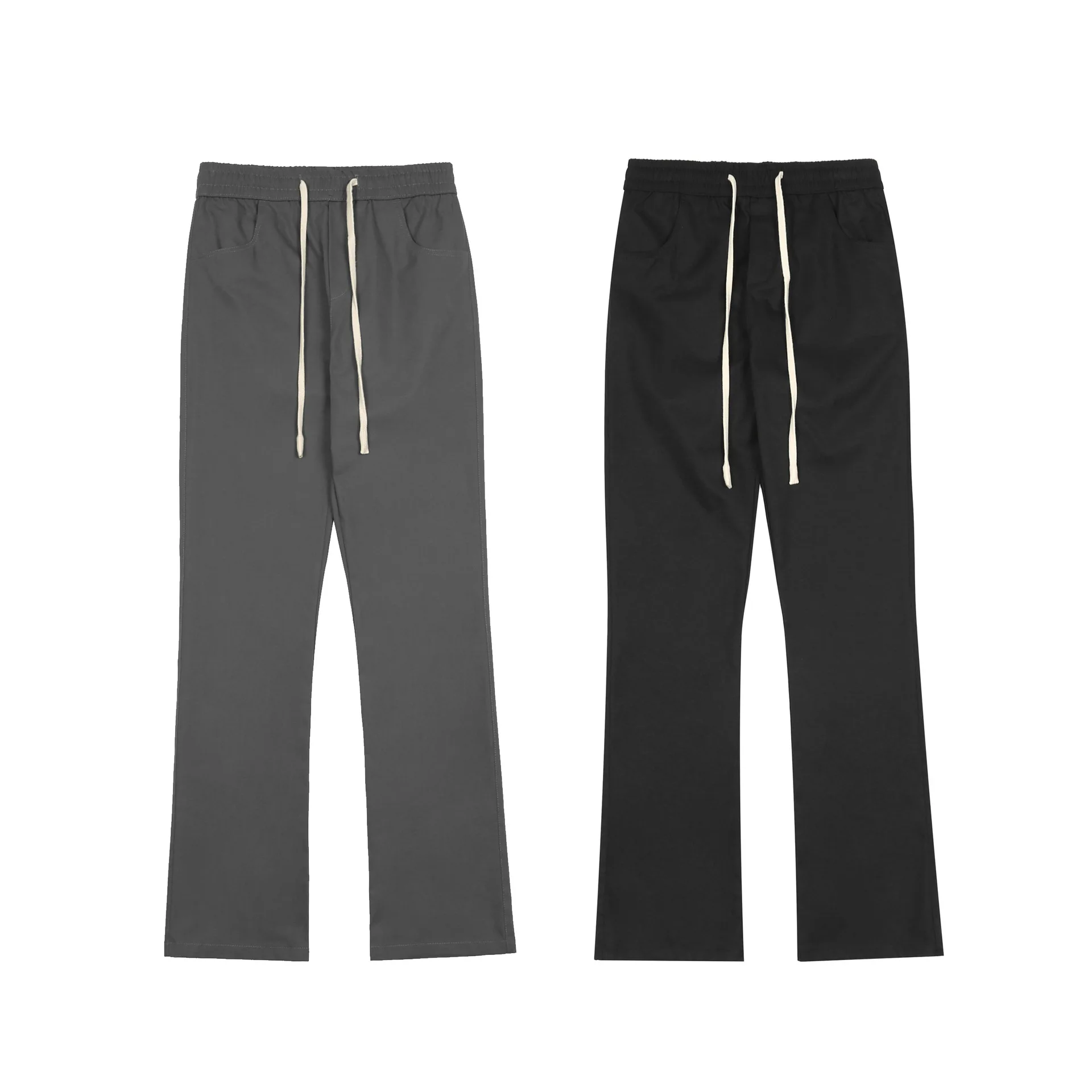 Spring Fall Fashion Men Solid Color Simple Casual Streetwear Pants High Quality Elastic Waist Drawstring Versatile Trousers Male