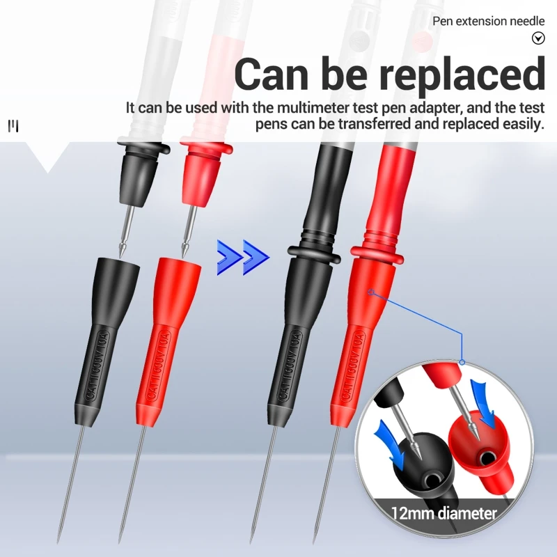 Sonde de test de multimètre non judiciaire pour automobile, piercing  d'isolation, micro broche, test électrique, 2 pièces