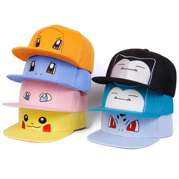 Pokemon Kawaii Anime Figures Pikachu Squirtle Bulbasaur Snorlax Mew Snorlax Adjustable Cosplay Hip Hop Baseball Cap Cartoon Hats 1